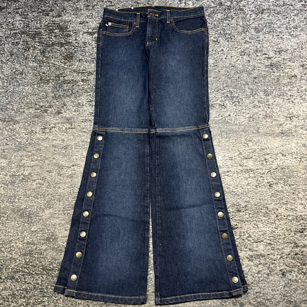 Polo Jeans Co. Womens 6 (30x32) Blue Stretch Bootcut W/ Snaps Western Low Rise